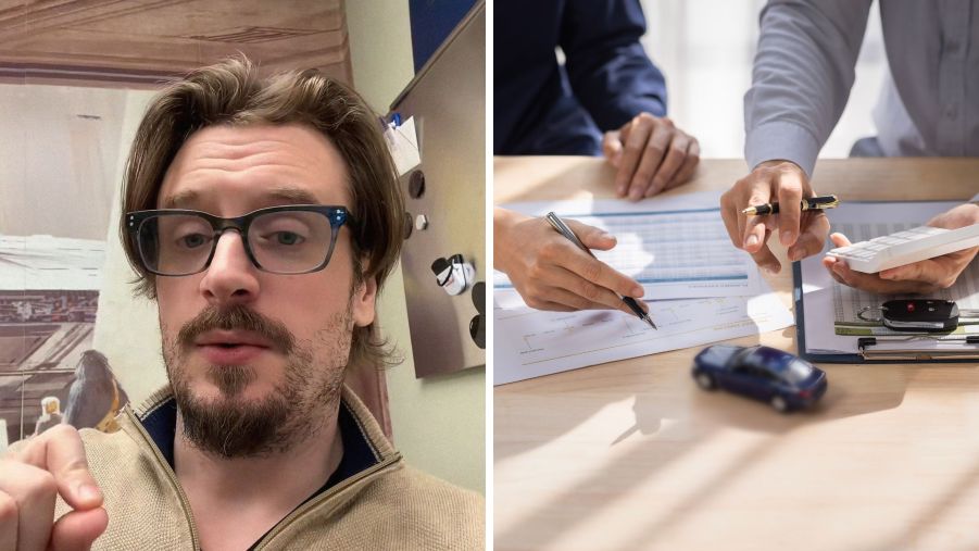 Man shares future car insurance opinion (l) discussing car insurance prices (r)