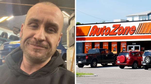 Man shares autozone experience (l) Autozone store front (r)
