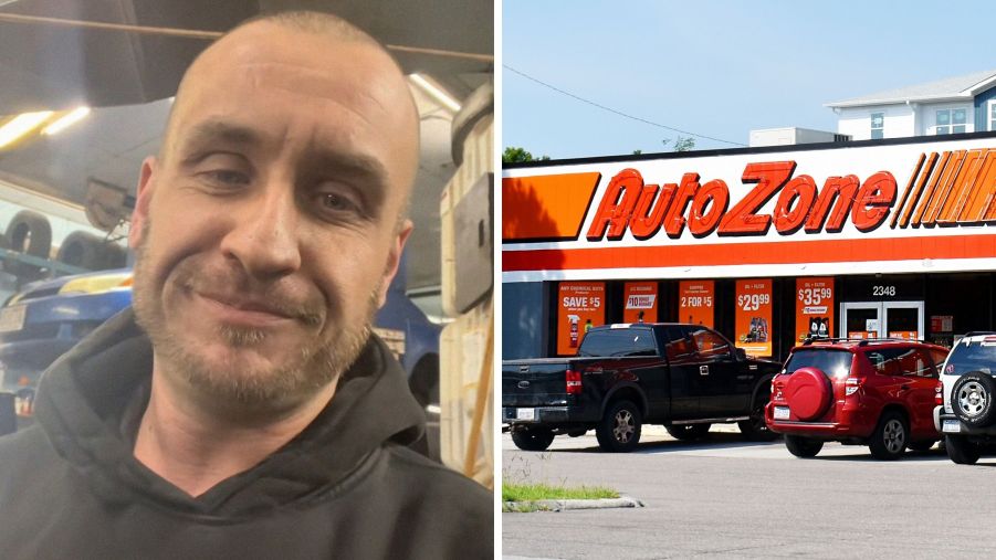 Man shares autozone experience (l) Autozone store front (r)