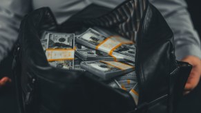 A man with a bag of money