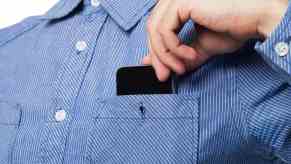 Driver tucks cellphone into a shirt pocket to secretly record the police during a traffic stop.