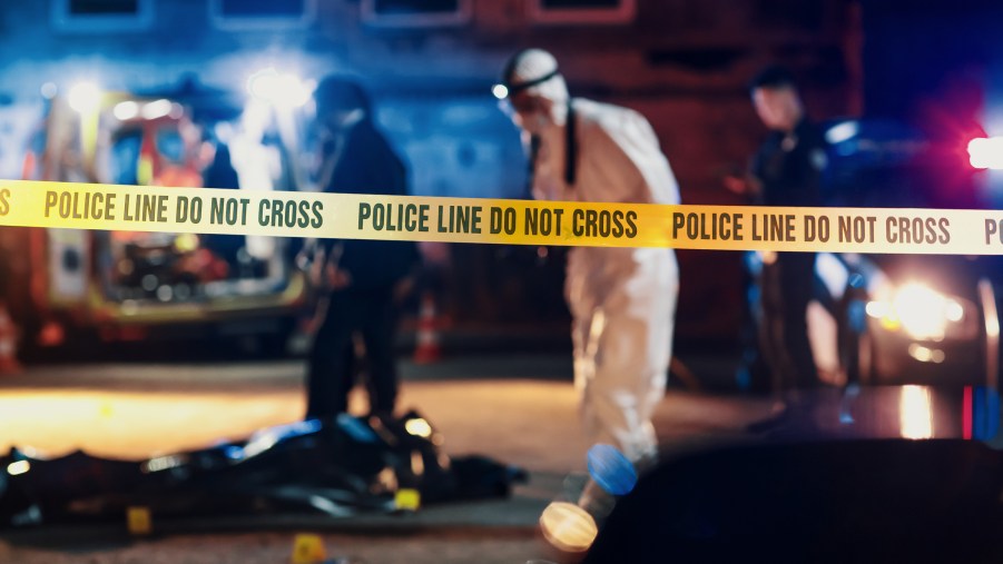 Investigators at a crime scene