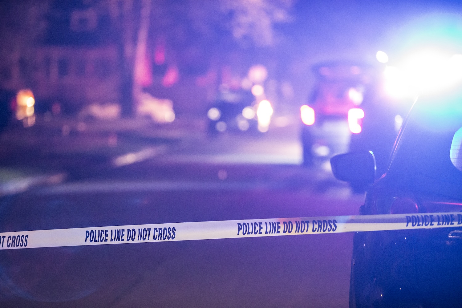 A crime scene at night