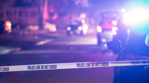 A crime scene at night