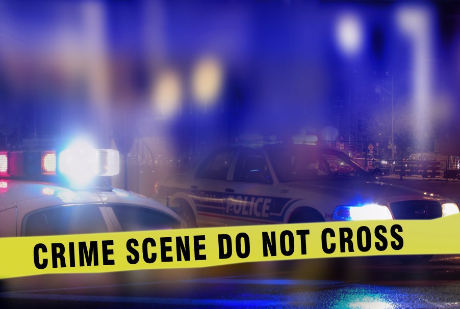 A crime scene at night