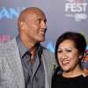 Actor Dwayne Johnson stands with his Mom, Ata, at Hollywood film premiere.