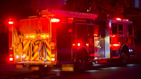 A firetruck with it's lights on