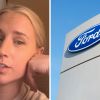 Woman shares car issue (l) ford dealership sign (r)
