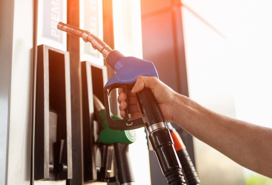 Person holding a gas pump