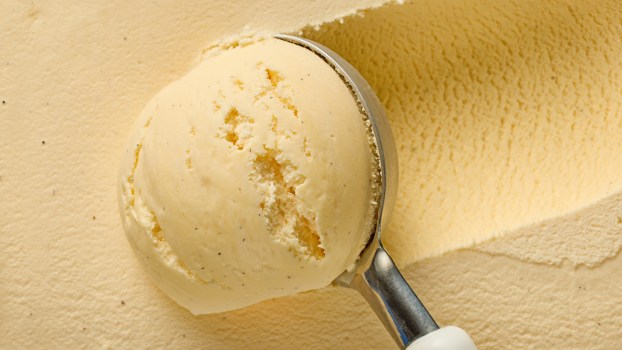 A scoop in ice cream