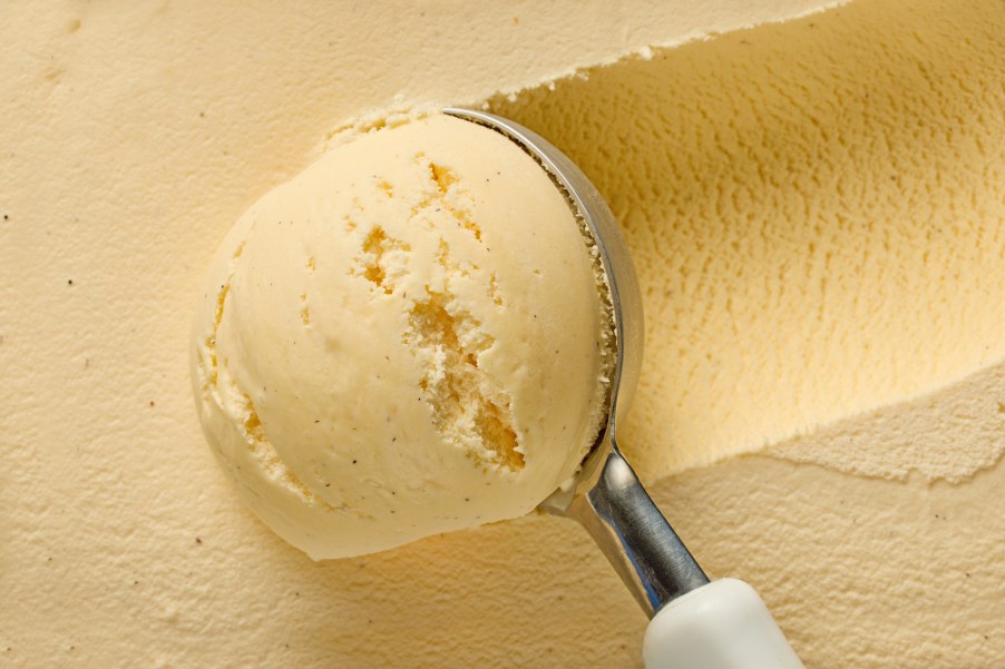 A scoop in ice cream