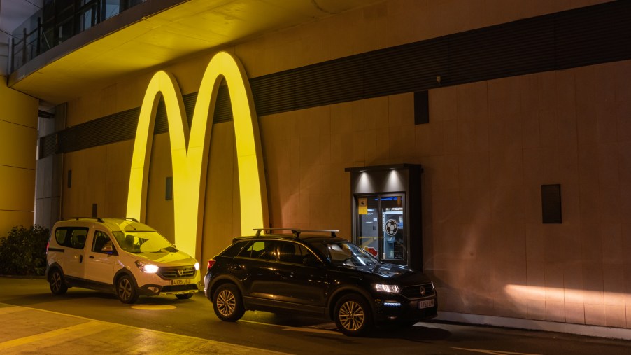 A McDonald's drive-thru at night