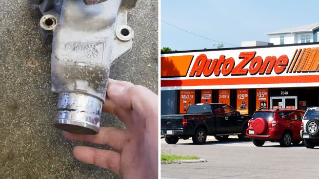 Mechanic shares new autozone part right out of the box (l) Autozone store front (r)