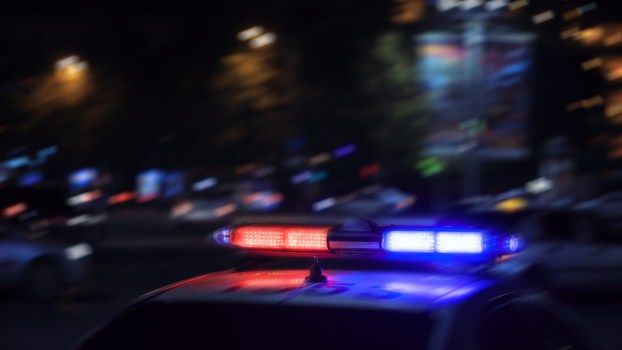 Police lights at night