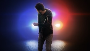 A man running from police officers