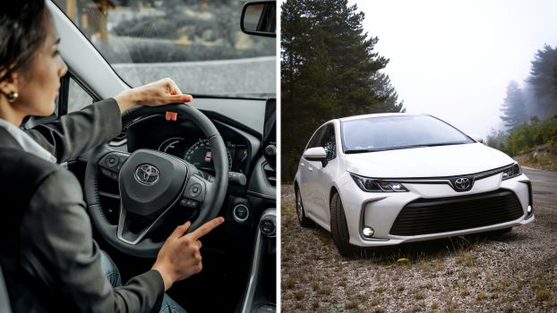 Woman shares car door issue while driving (l) Toyota corolla (r)