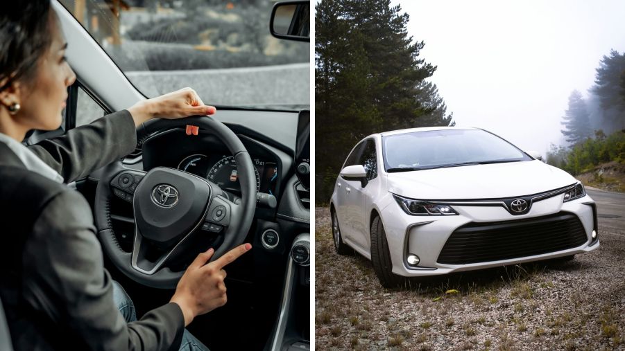 Woman shares car door issue while driving (l) Toyota corolla (r)