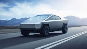 The Tesla Cybertruck on the road