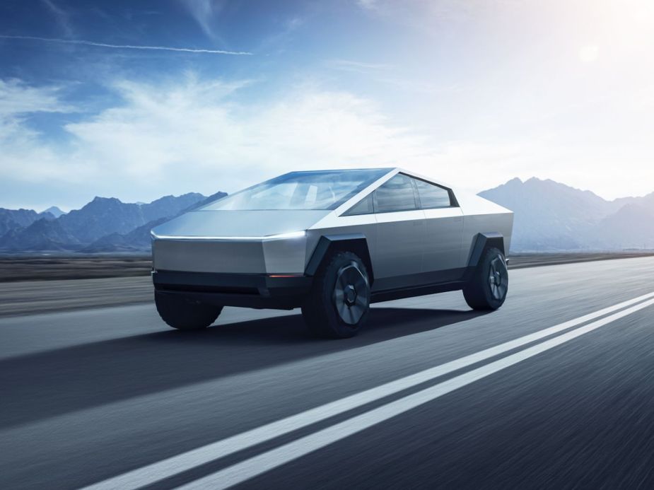 The Tesla Cybertruck on the road