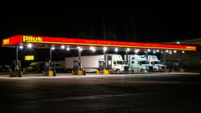 A truck stop at night