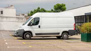 White cargo van in a parking lot at UC Berkley