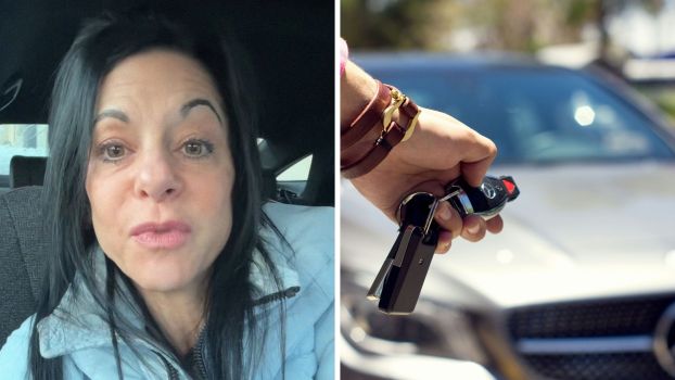 Woman shares car perks and questions if its legal (l) woman remote starting her vehicle (r)