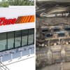 Autozone store front(l) Dismantle vehicle engine(r)