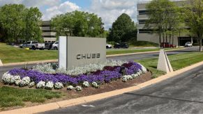 Chubb office landscaped entryway