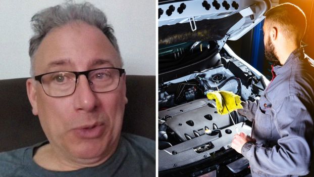 Man says why oil changes are being done wrong (l) mechanic changing car oil (r)