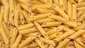 Dried pasta filling the entire frame