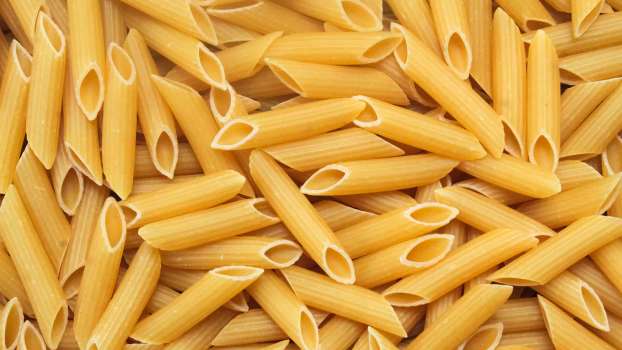 Dried pasta filling the entire frame