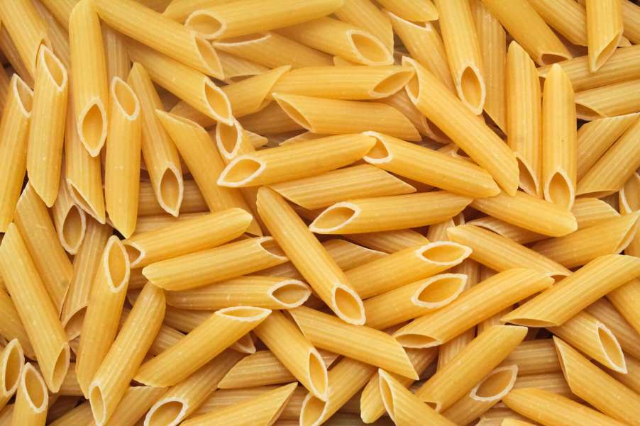 Dried pasta filling the entire frame