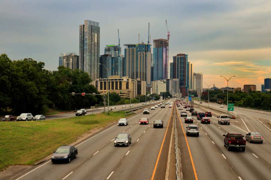 I-35 in Austin, Texas with city skyline in background