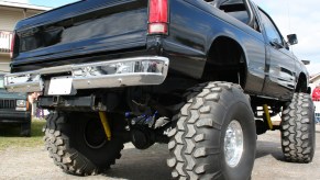 A truck with oversized tires