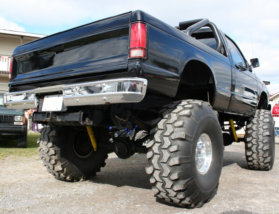 A truck with oversized tires