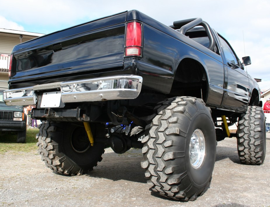A truck with oversized tires