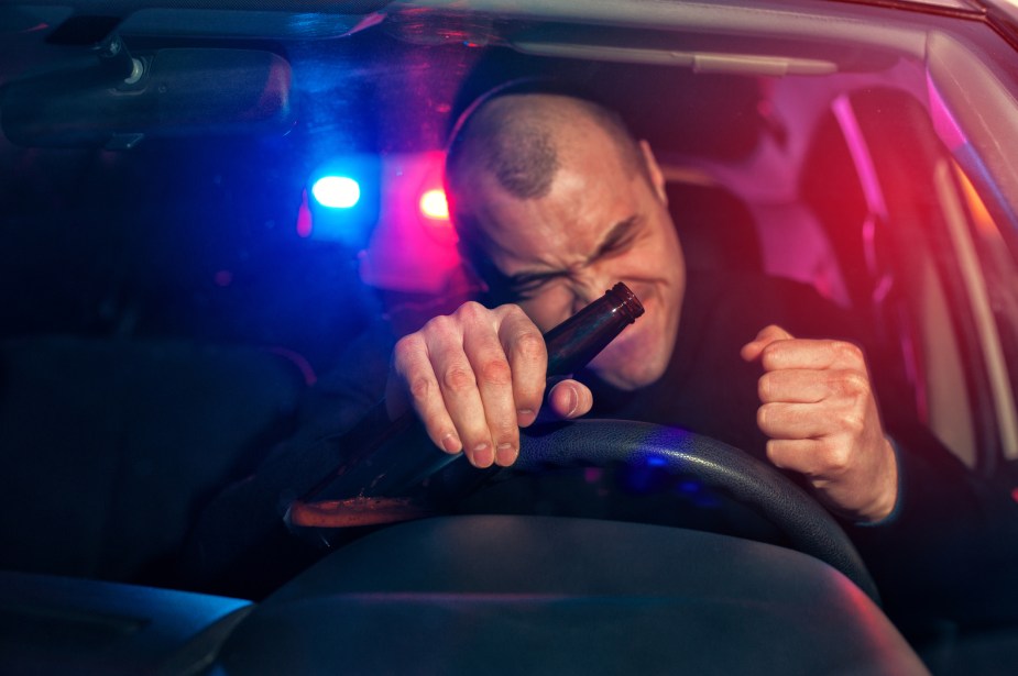 A drunk driver being pulled over