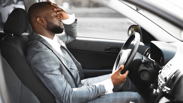 A frustrated male driver