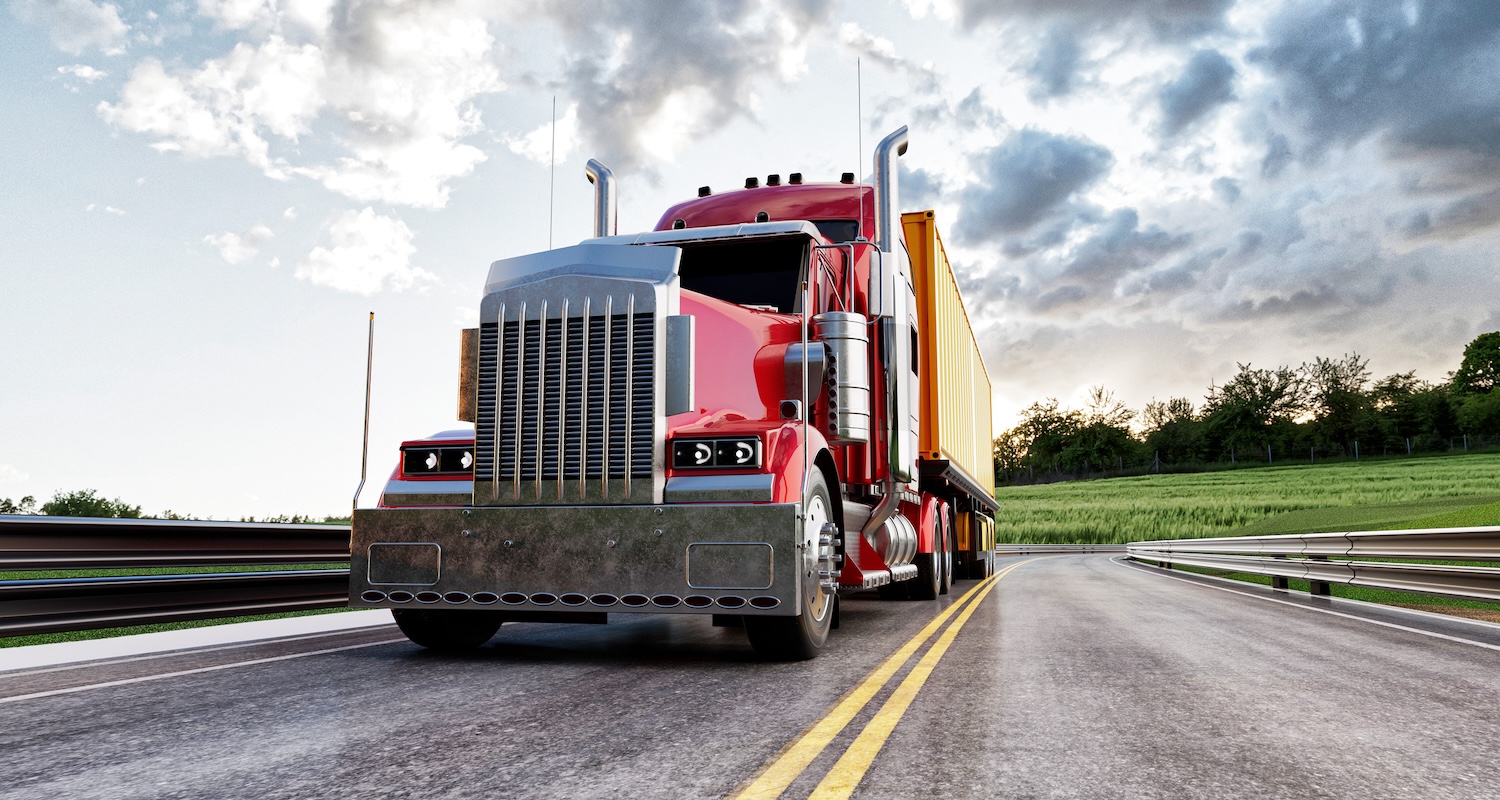 A semi-truck on the road