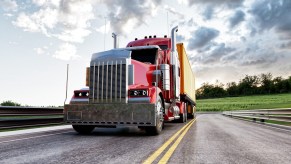 A semi-truck on the road