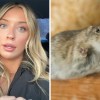 blonde woman with clear eyes looking shocked(l) a tiny mouse with hands up(r)