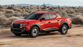 The 2025 Hyundai Santa Cruz on a dirt road