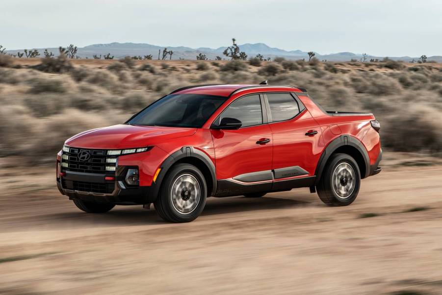 The 2025 Hyundai Santa Cruz on a dirt road