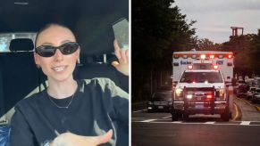 Woman shares ambulance on the road experience (l) ambulance with sirens going off (r)