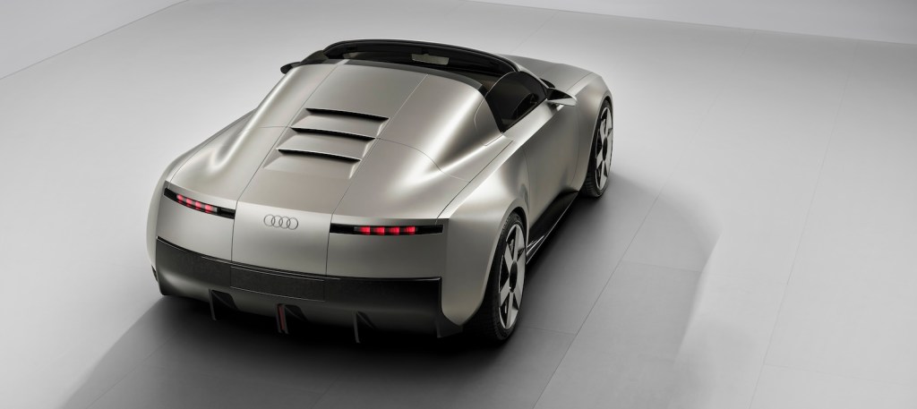 The rear of the T-top Audi C show car, parked on a white background.