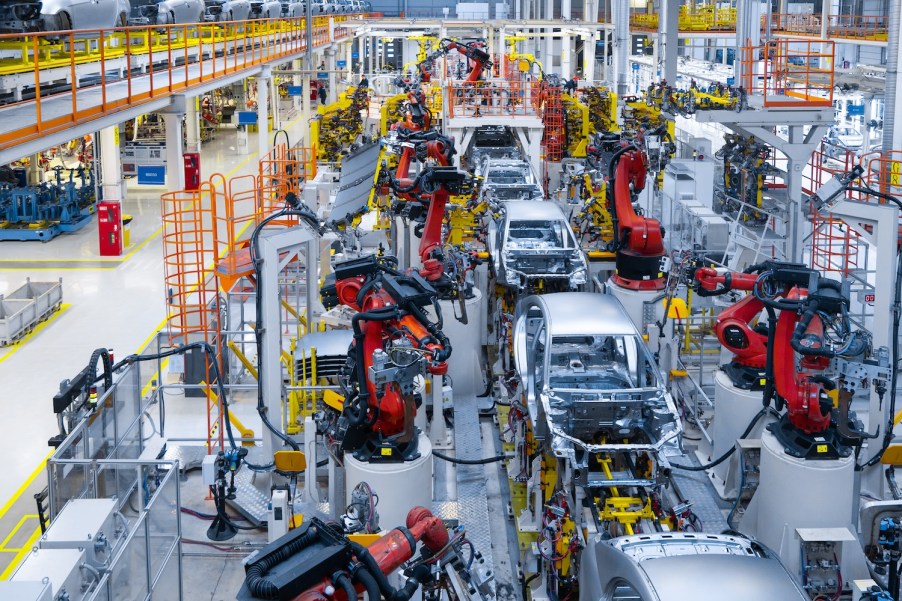 An auto assembly line in a factory