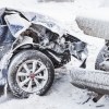 Wrecked cars in the snow
