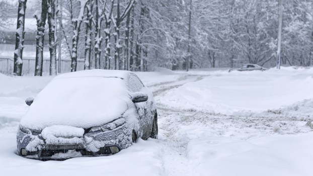 A car covered in snow