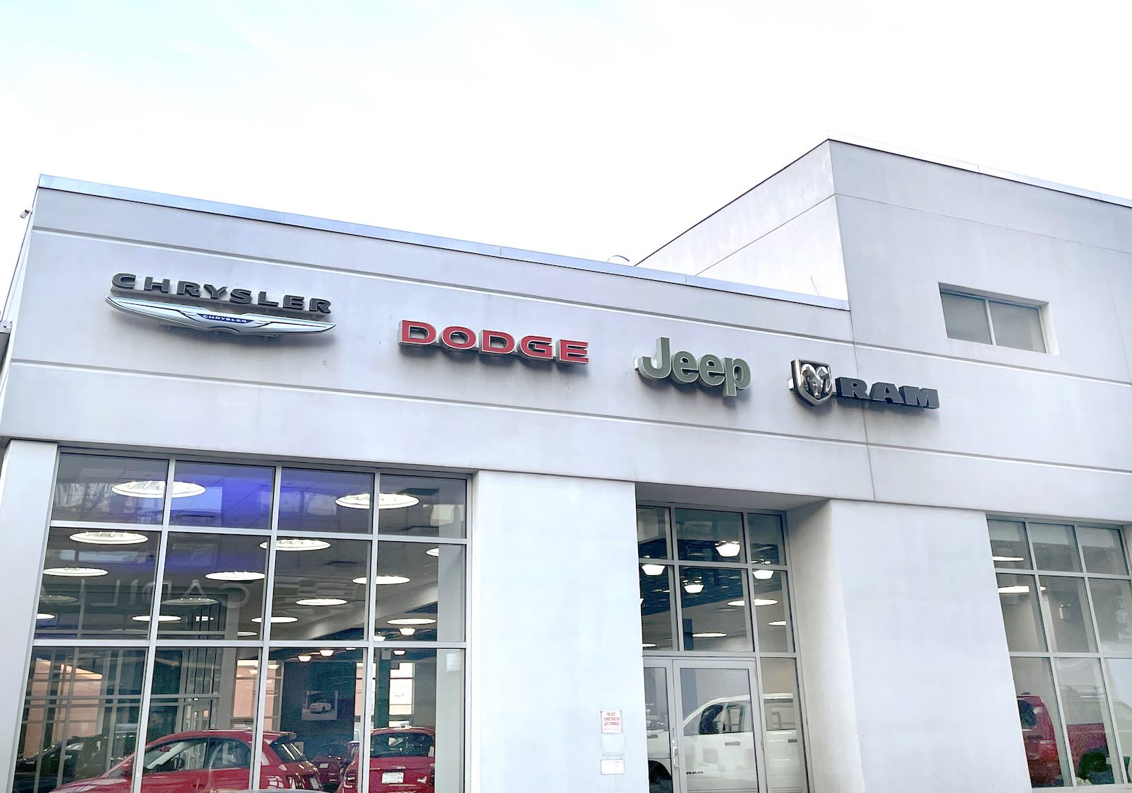 Showroom for Chrysler, Dodge, and Jeep cars.