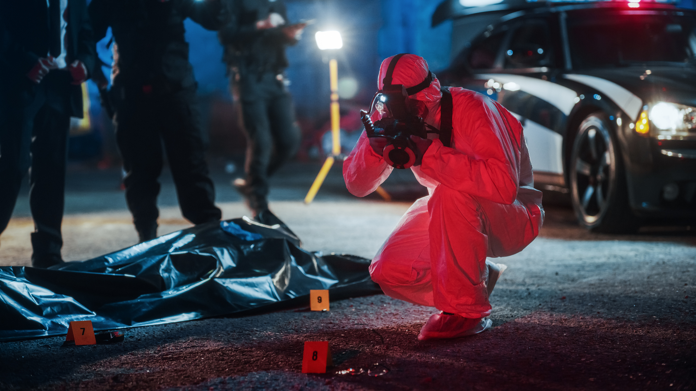 An investigation at a crime scene